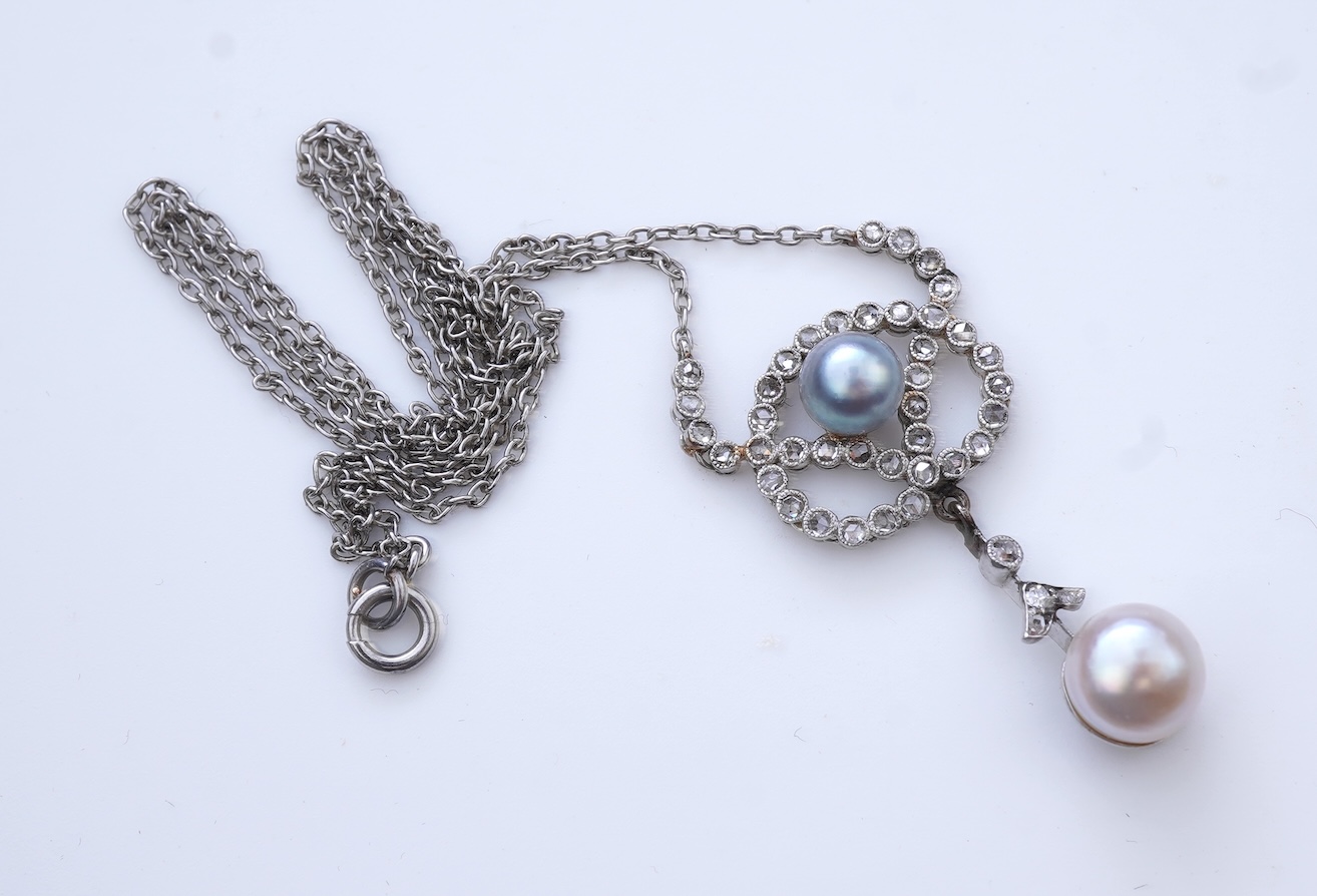 A Belle Epoque pearl and diamond pendant, early 20th century